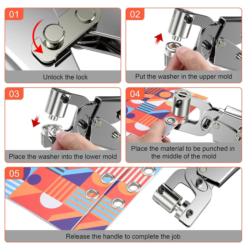 Ösenzange Set, Preciva 10mm Magnetische Ösenzange mit 500 Ösen(Ø 10mm) Ösenpresse für PVC-Banner Pla