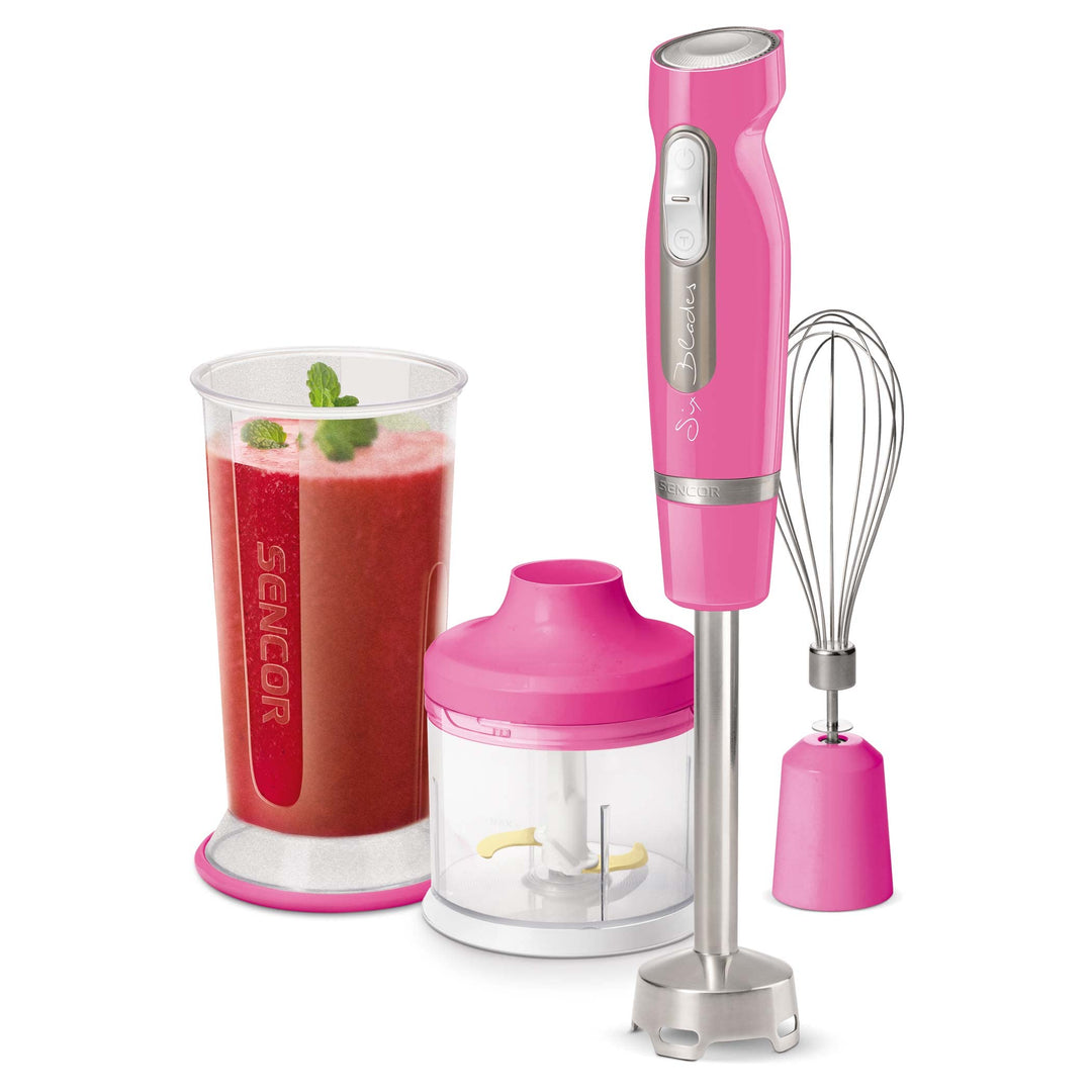 SENCOR Hand-Stabmixer mit 6 Klingen aus Titan/Ice Crash, Rosa 700 ml, 500 ml Rosa, 700 ml, 500 ml Ro