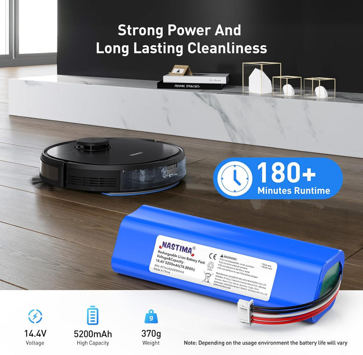 NASTIMA 14,4V 5200mAh Li-ion Ersatzakku für Ecovacs Deebot Ozmo 950, Deebot T8 T8+, Deebot T9 T9+, D
