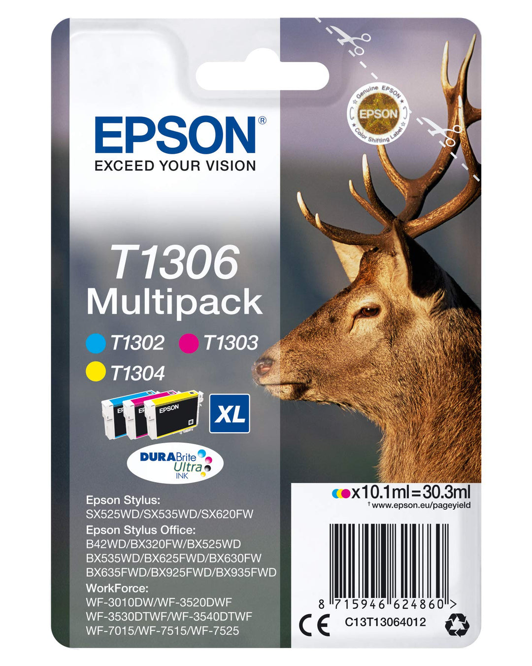 Epson C13T13064012 - Ink CARTR DURABR Ultra MULTIPK - 3 Colour BX320FW SX620FW SX525WD