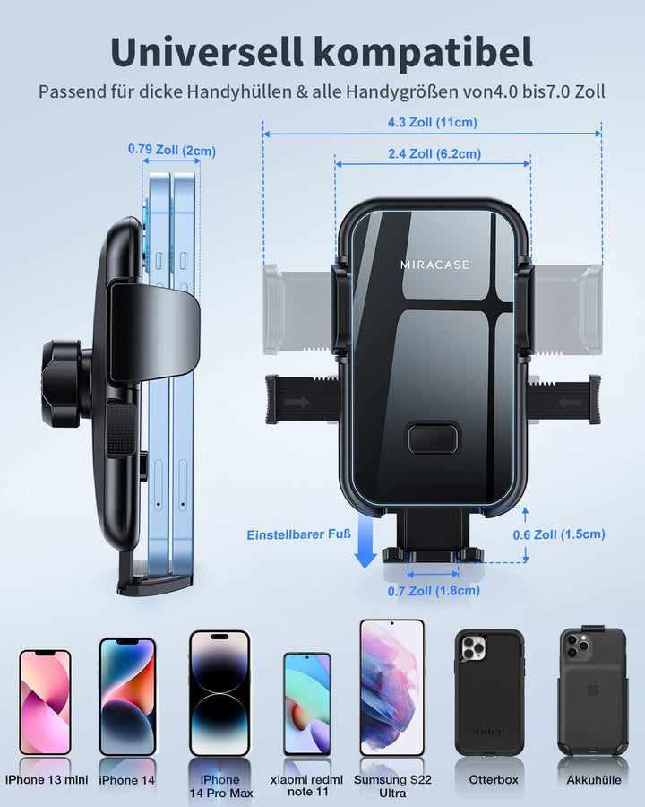 Miracase Handyhalterung Auto Lüftung mit EIN-Knopf-Release [Doppelt Stabiler Hakenclip] 360° Drehung