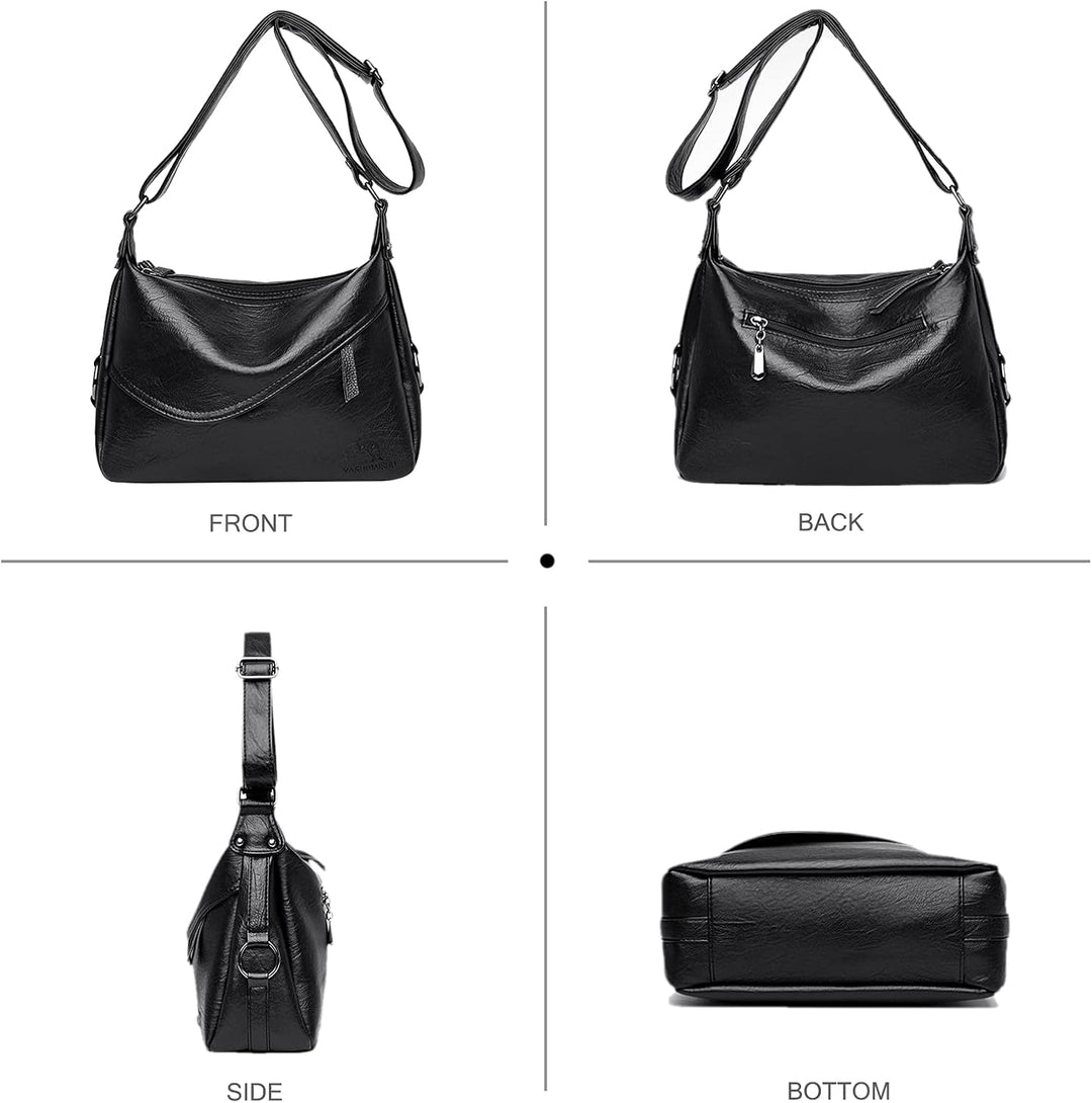 NICOLE & DORIS Kleine Umhängetasche Modische Schultertasche aus weichem Leder Imitat Handtasche Cros