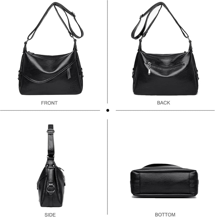 NICOLE & DORIS Kleine Umhängetasche Modische Schultertasche aus weichem Leder Imitat Handtasche Cros