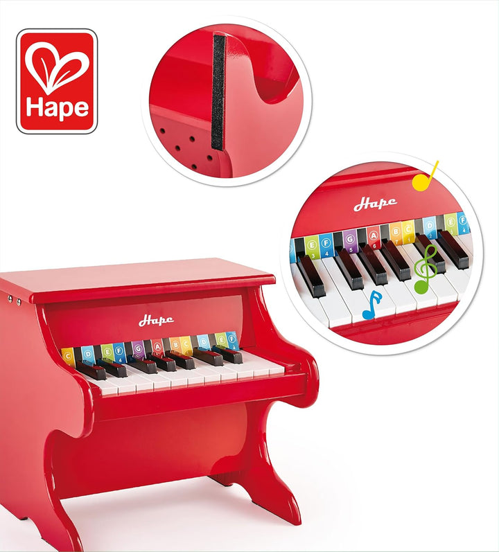 Hape Spielzeug-Klavier | Mit 18 Tasten, Musikinstrument für Kinder aus Holz, Rot