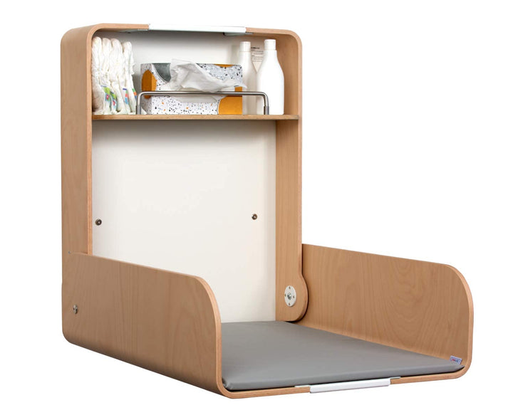 KAWAmidi beech | timkid Wickeltisch | TÜV-geprüft | klappbarer & platzsparender Wandwickeltisch | in
