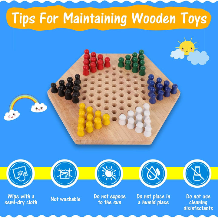 Tbest Holz Checkers, Indoor/Outdoor Bunte Checkers Set Kinder Pädagogisches Brettspiel Chinese Check