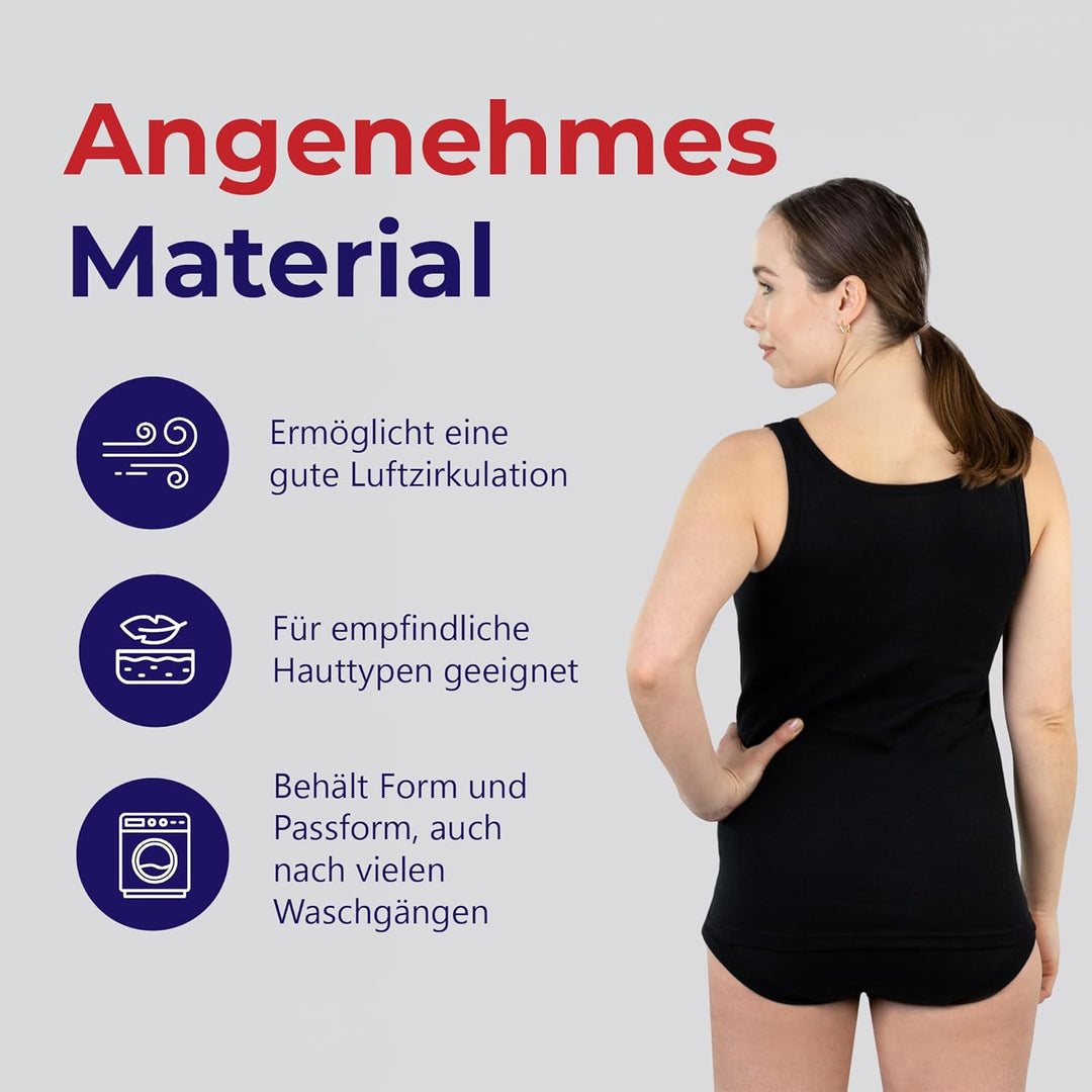 SES Top mit Spitze Damen 3er-Pack 34-52 aus 100% Baumwolle/Damen Unterhemden mit Spitze & weicher Fe