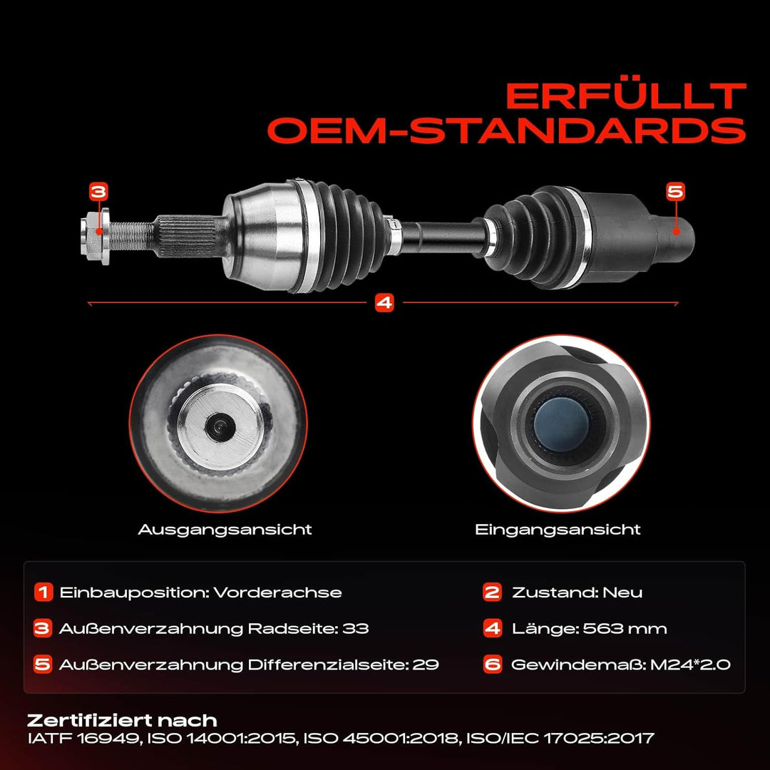 Frankberg Antriebswelle Vorderachse Kompatibel mit Aspen HG Durango HB 3.7L 4.7L 5.7L 2004-2009 5211