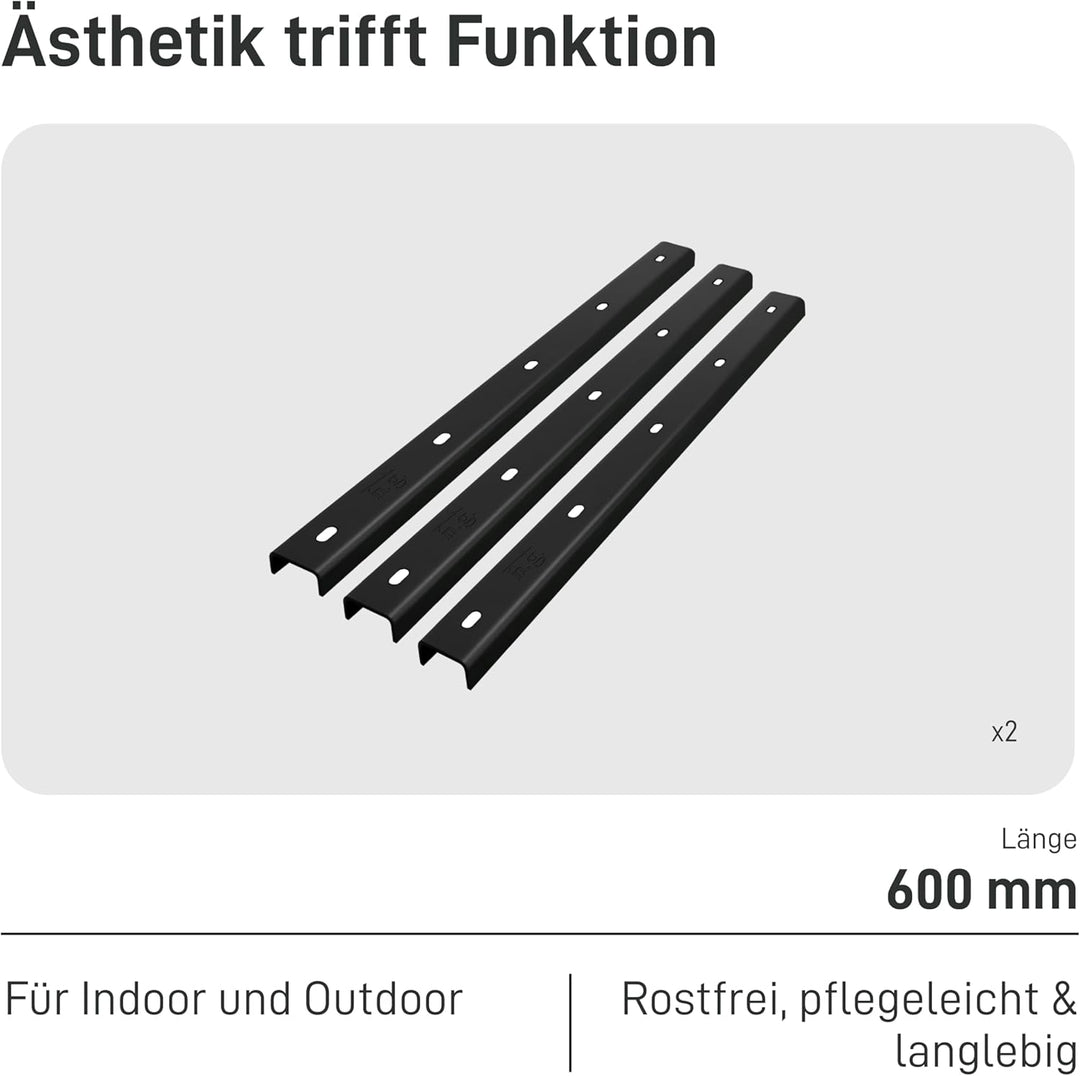 3x Gratleiste U-FORM massiver Unterzug für Tischplatten, Tischbeschlag, Unterstützungsunterzug, Vers