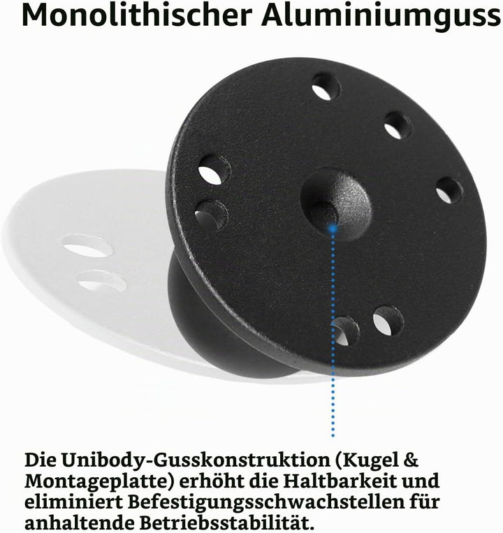 1,5 Zoll/C-Grösse / 38mm Kugelhalterung aus Aluminiumgusslegierung, AMPS-Loch-Rundplattenbasis, Komp