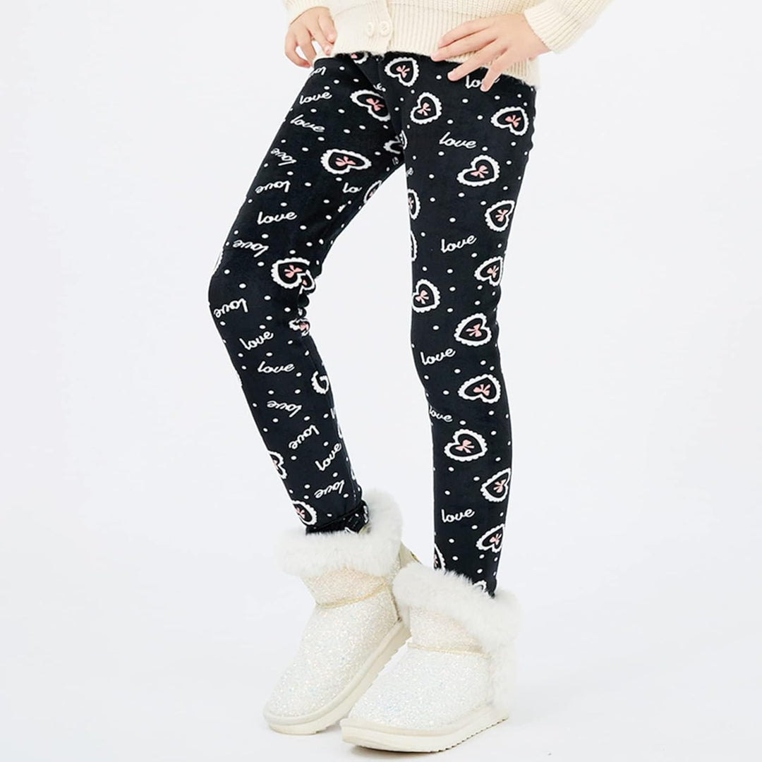 Auranso Thermo Leggings Mädchen Kinder Gefütterte Thermoleggings Winter Warme,2er-Pack 110-116 Liebe
