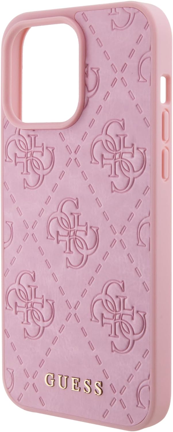 GUESS GUHCP15LP4EPMP Hülle für iPhone 15 Pro 6.1" Rosa hardcase Leather 4G Stamped