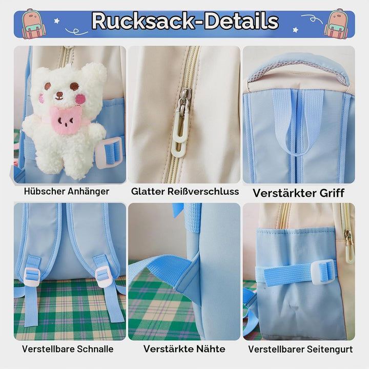 Tanou Schulranzen Mädchen 4-teilig, Schultasche Kinder Rucksack Schule Teenager 3.-7. Klasse, Stilvo