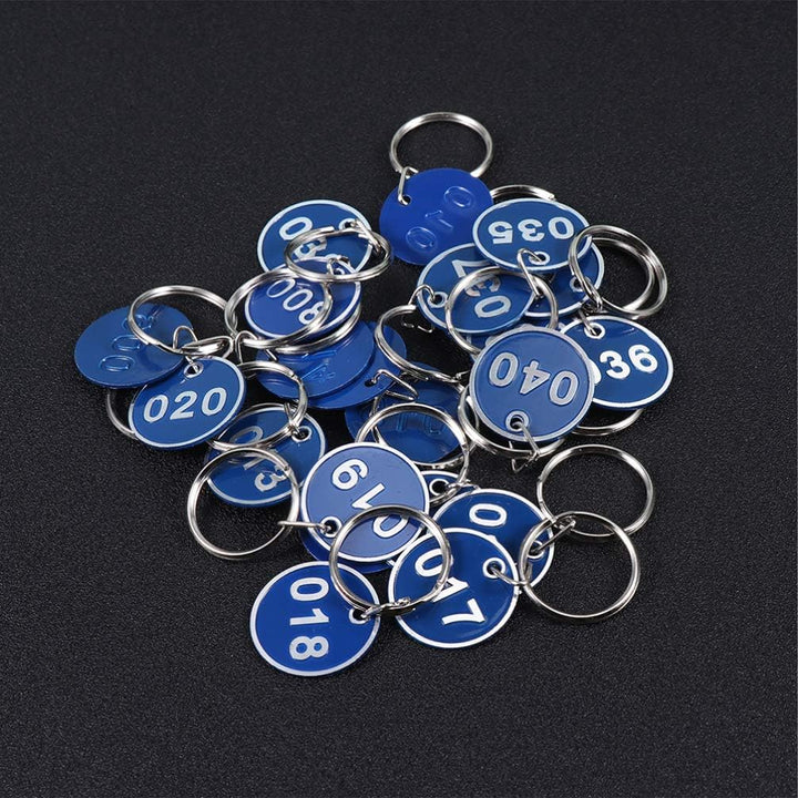 NUOBESTY Schlüsselanhänger Aluminiumlegierung Runde Schlüssel Tags mit Ring 1 bis 100 Numeriert Kenn