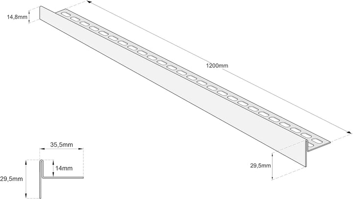 Aquabad Edelstahl Gefälleprofil Clive für begehbare Dusche 120cm, linksversion, Kantenhöhe 14mm 120c