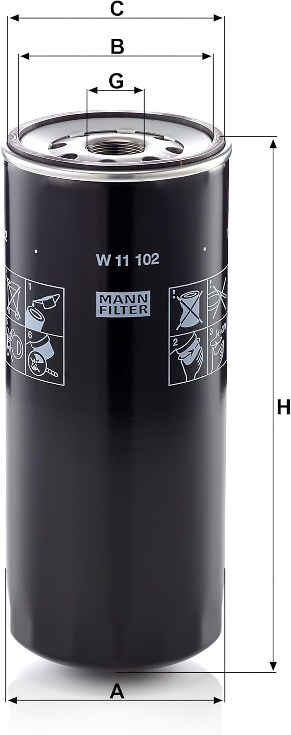 MANN-FILTER W 11 102 - Schmierölwechselfilter Ölfilter – Für Industrie, Land- und Baumaschinen Singl