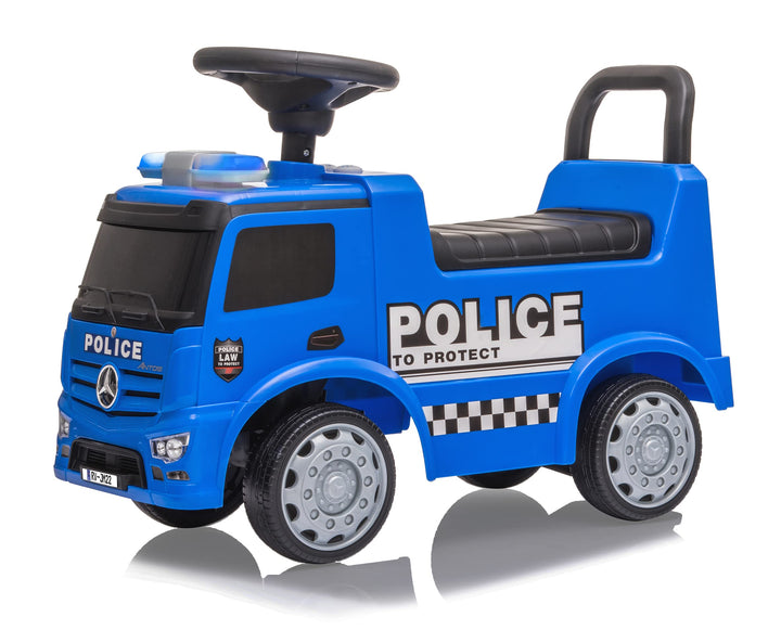 Rutscher Mercedes-Benz Antos Polizei - ab 12 Monate, Sitzhöhe 280 mm, Kippschutz, Kofferraum unter d
