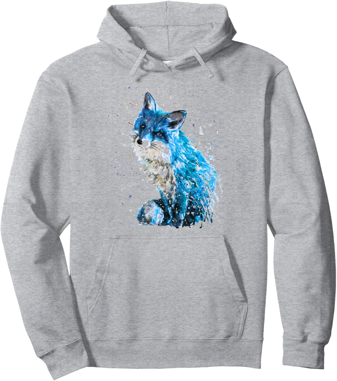 Fuchs, handbemalter Eisfuchs Pullover Hoodie