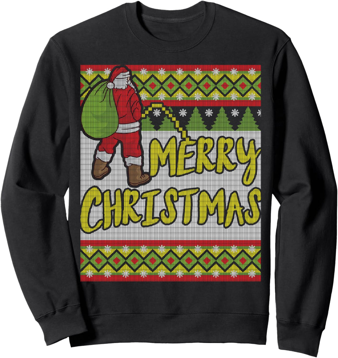 Santa Claus pinkelt in den Schnee Ugly Christmas Sweater Sweatshirt