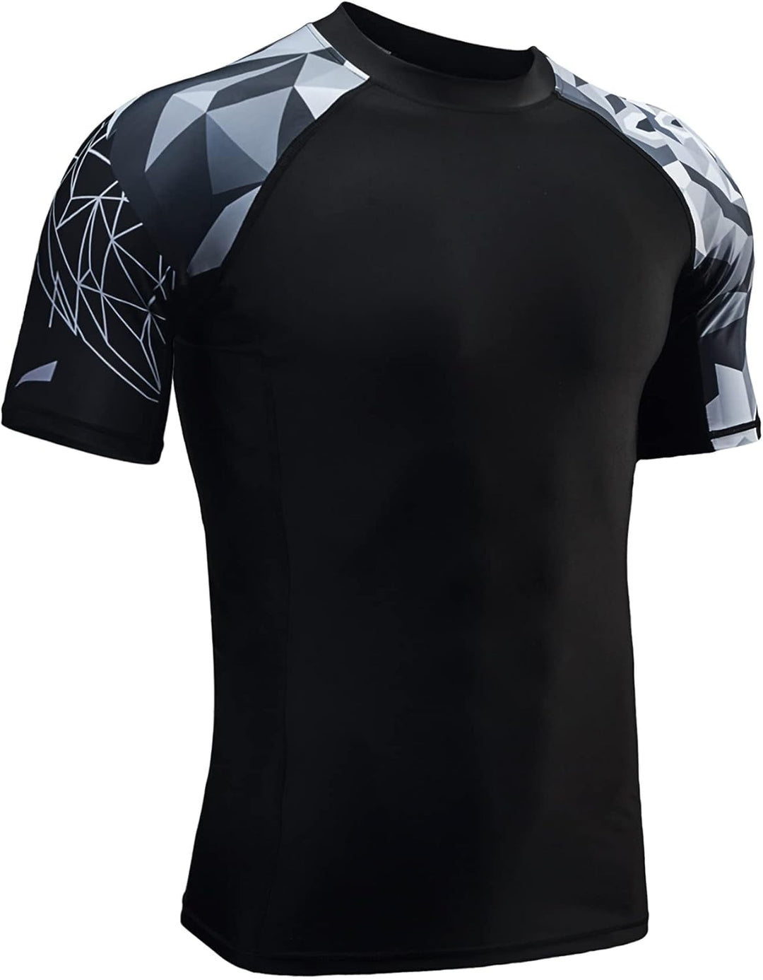 HUGE SPORTS Herren Kurzarm Splice Skins Rashguard Shirt Schwimmshirt Rash Vest für Schwimmen Surfen