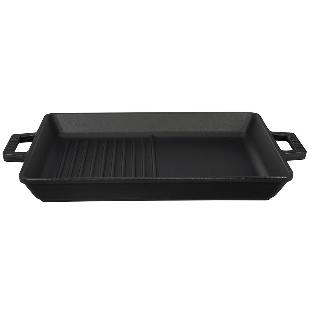 Lava Gusseisen-Doppelseiten-Grillpfanne 26x32 cm – emaillbeschichtet, vielseitig genutzt, herd- und