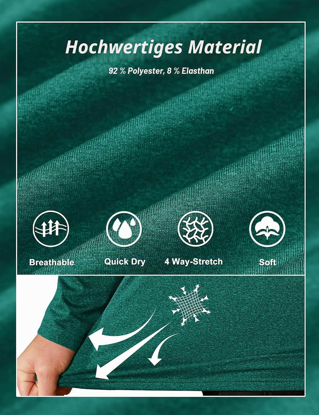 TACVASEN Herren 1/4 Zip Fleece Langarmshirts Laufshirts Jogging Tops Ski Sport Pullover mit Stehkrag
