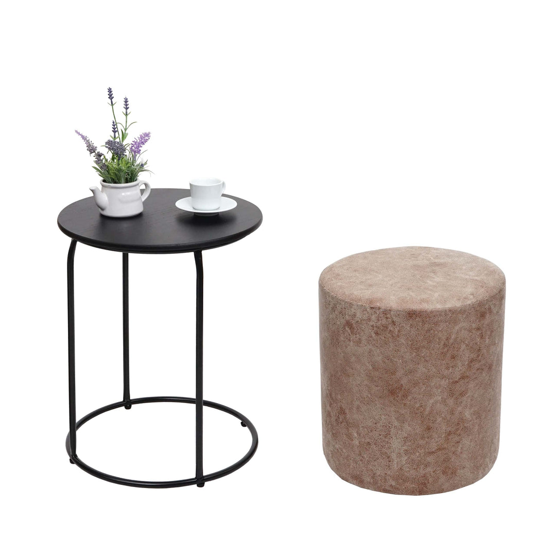 Mendler 2er-Set Sitzhocker und Beistelltisch HWC-K48, Kaffeetisch Tisch Hocker, MVG-Zertifiziert MDF