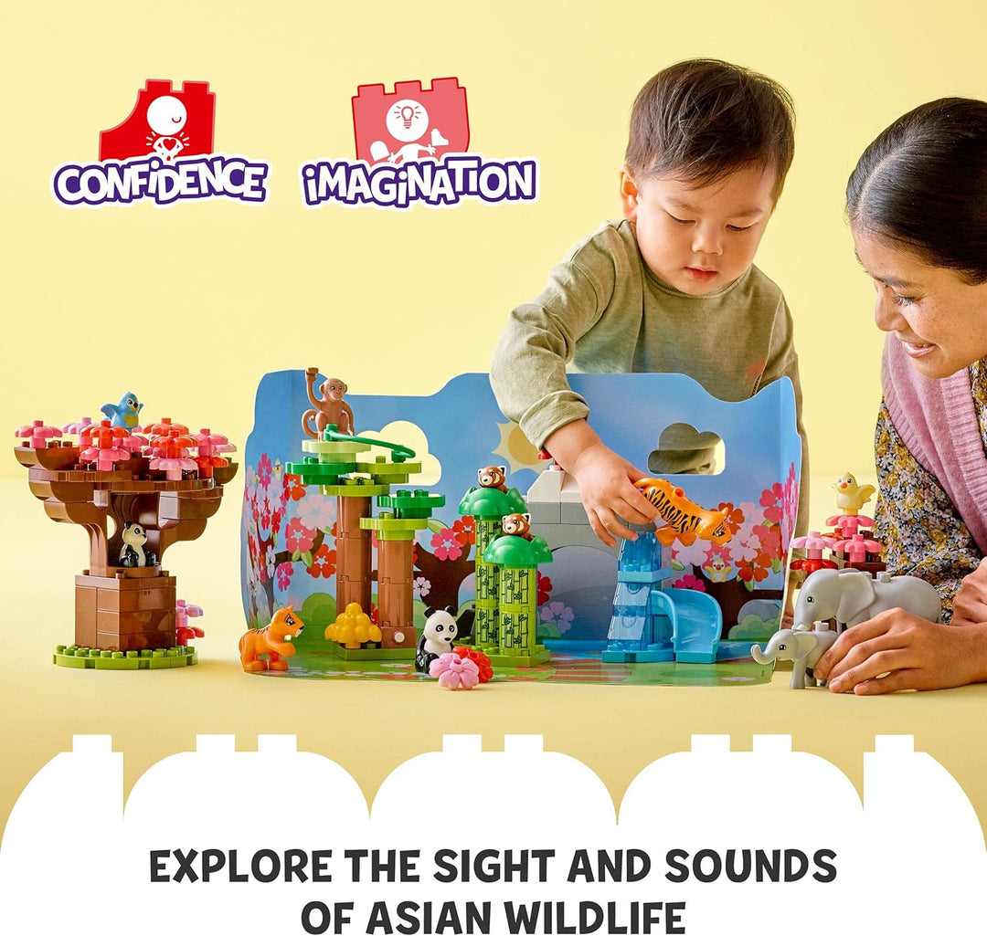 LEGO 10974 DUPLO Wilde Tiere Asiens, Spielzeug-Set aus Bausteinen mit Sound und Tierfiguren, mitunte
