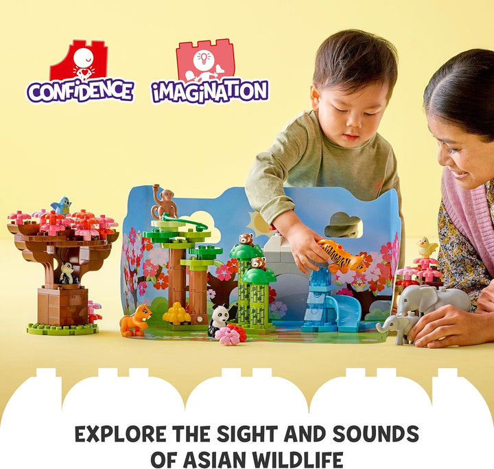 LEGO 10974 DUPLO Wilde Tiere Asiens, Spielzeug-Set aus Bausteinen mit Sound und Tierfiguren, mitunte