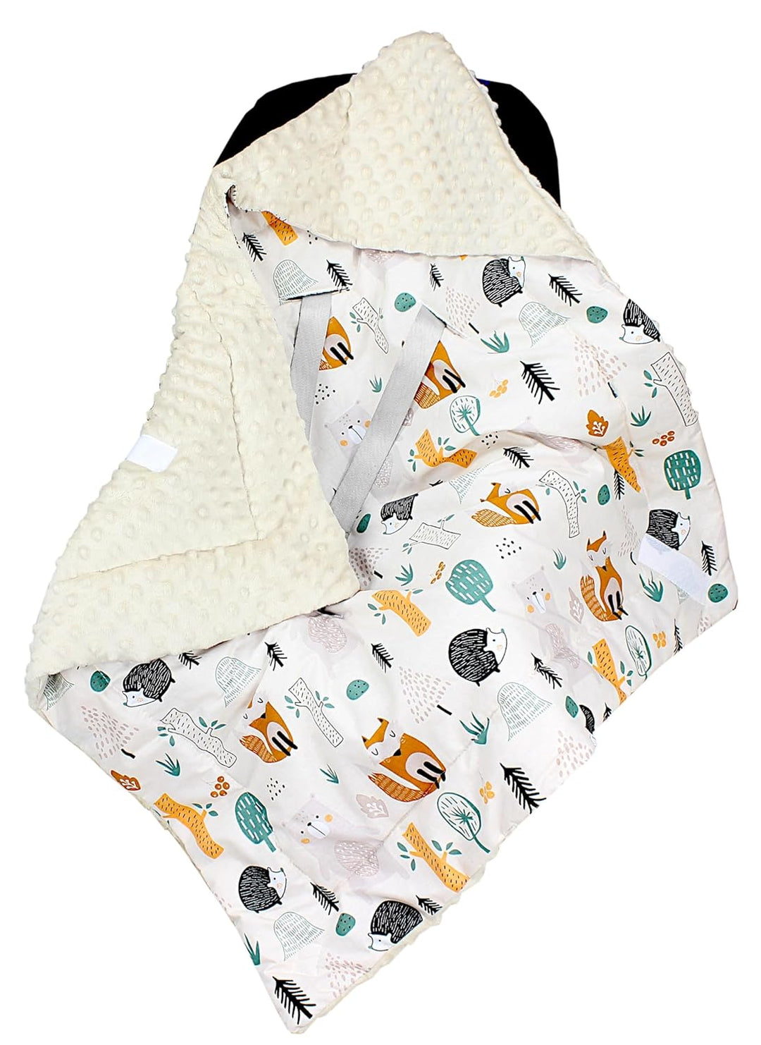TupTam Baby Winter Einschlagdecke Babydecke 75x75cm für Autositz Babyschale Wattiert Minky Baumwolle