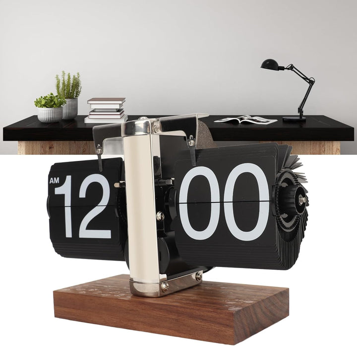 banapoy Flip-Schreibtischuhr, Retro-Vintage-Flip-Down-Uhr, Automatisch Drehende Digitalanzeige, Mech