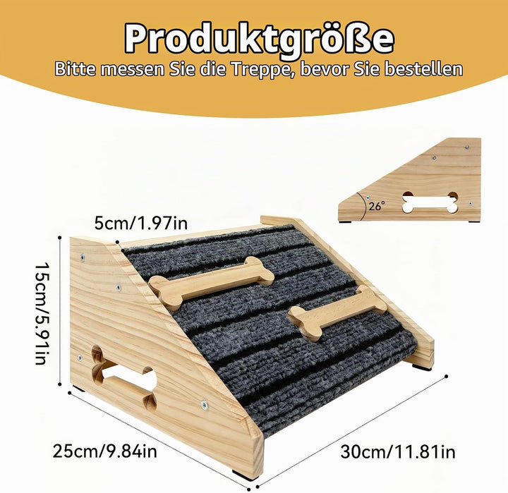 2 PCS Hundetreppe 25cm Innen Hunderampe für kleine Hunde Sofa Haustiertreppe aus Holz Hundekletterra