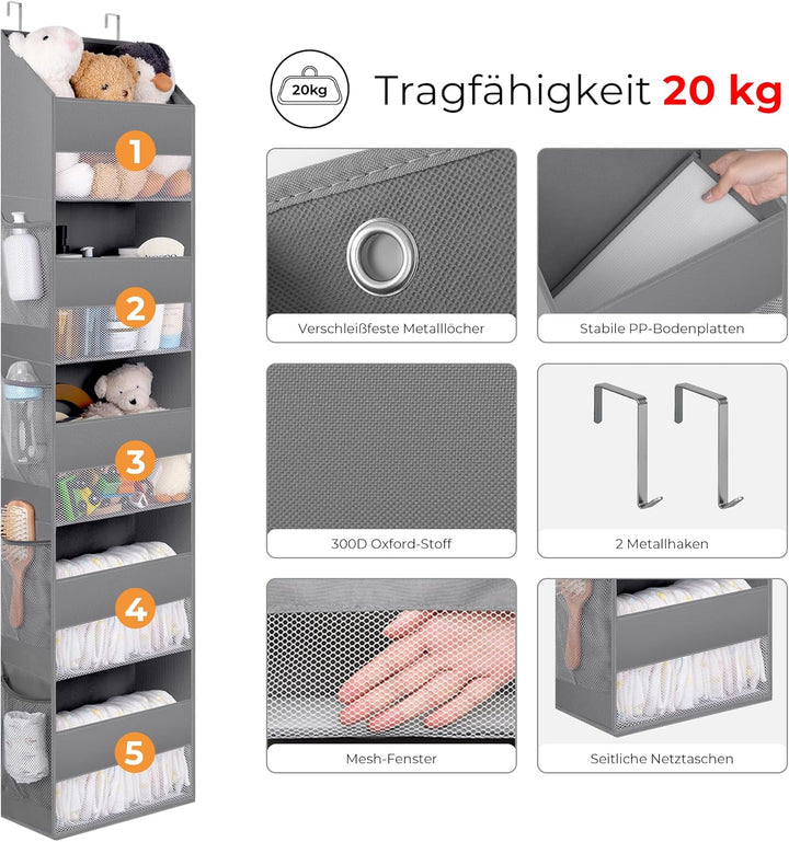 GRANNY SAYS Hängeorganizer Tür mit 5 Fächern, Packung mit 1 hinter der Tür hängenden Speicherorganis
