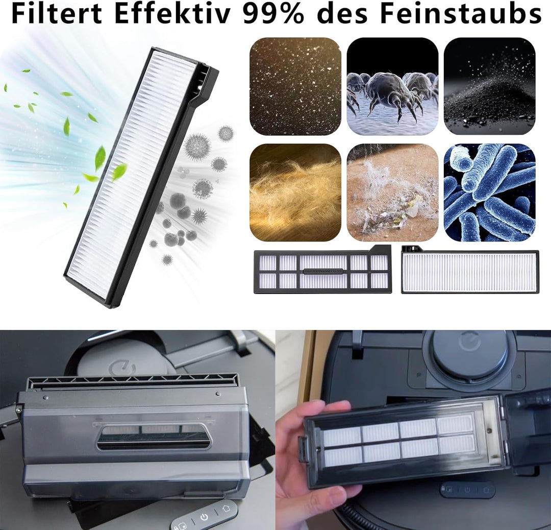 Yivy 29 Stück Zubehörset für Eufy X10 Pro Omni Saugroboter,2 Hauptbürste,6 Seitenbürsten,6 Staubbeut