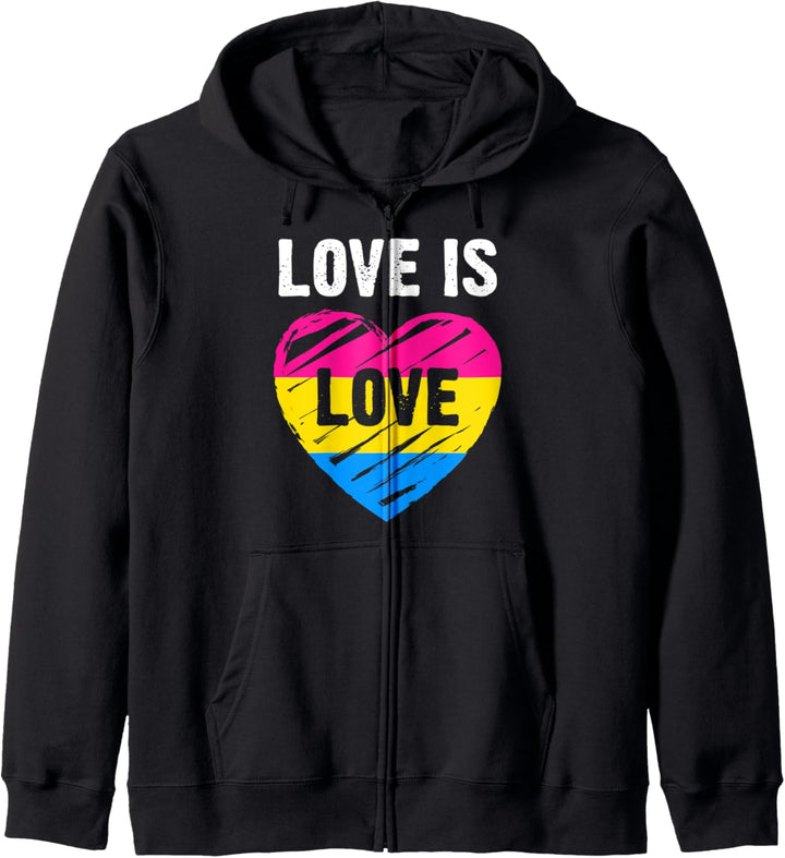 Pansexuelle Flagge, Herz, Love is Love Kapuzenjacke
