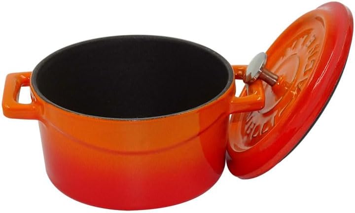 Pentole Agnelli COGHSRP10414O Kochgeschirr Slowcook Auflauf aus Gusseisen, 14 cm, 0,8 l, orange Aran