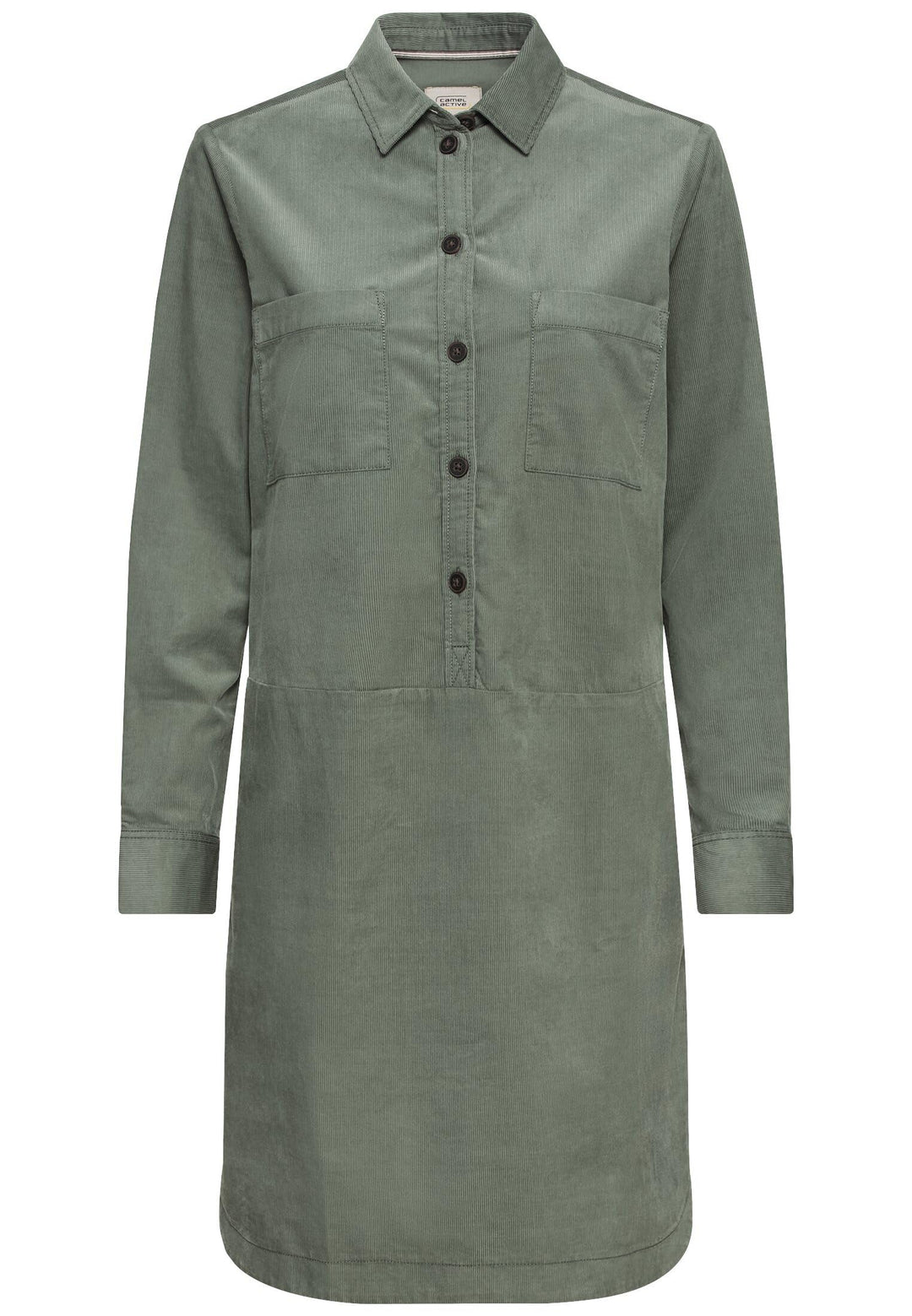 camel active Damen Hemdblusenkleid mit Langen Ärmeln XXL Smoke Khaki, XXL Smoke Khaki