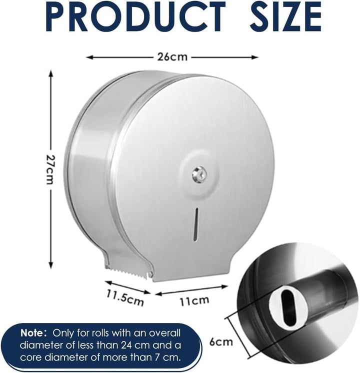 Jumbo Toilettenpapierspender, 22,9cm Grosse Rolle Wandmontage Edelstahl Wasserdichter Toilettenpapie