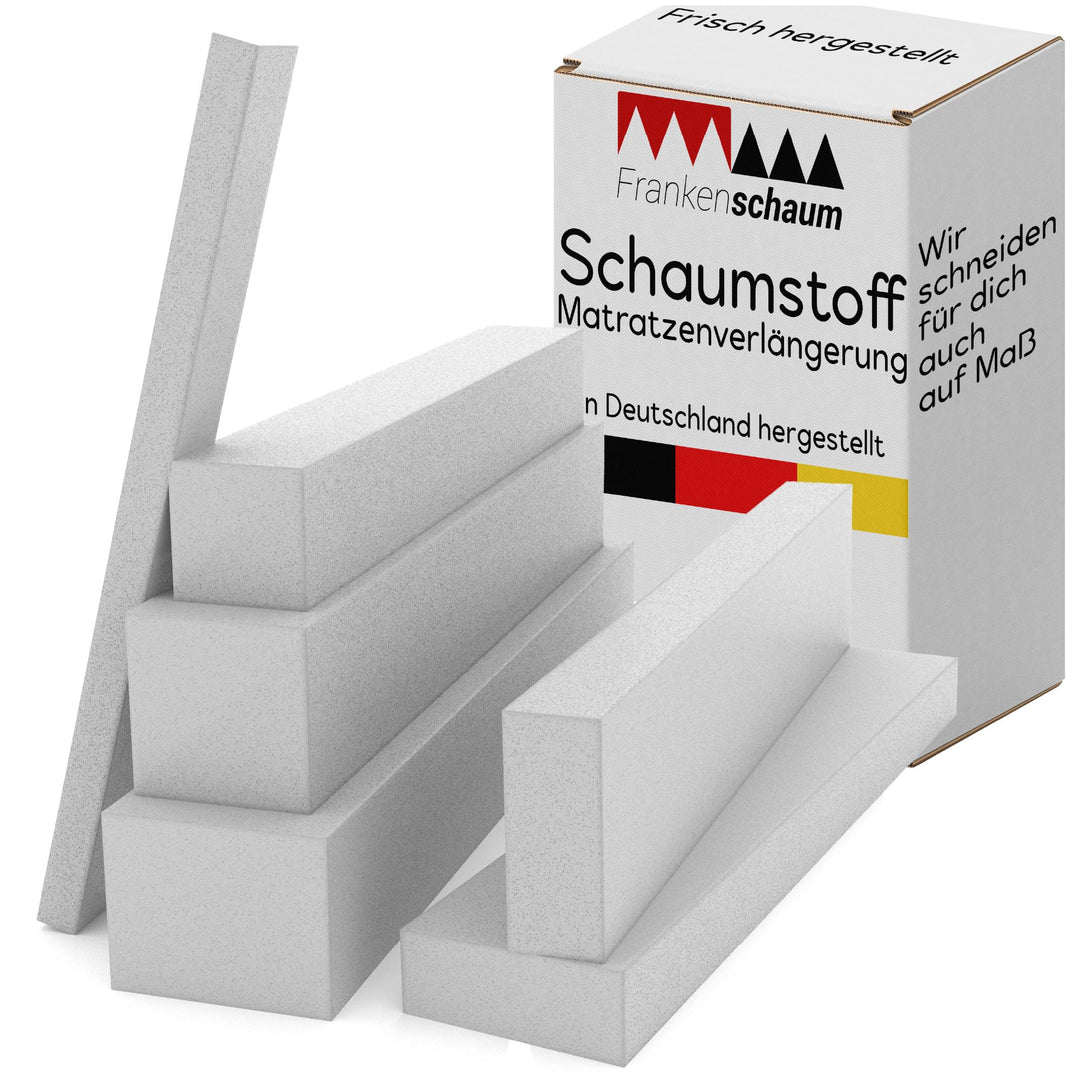 Frankenschaum Premium Matratzenverlängerung - 160×20×20cm – extra passender Schaumstoff Zuschnitt fü