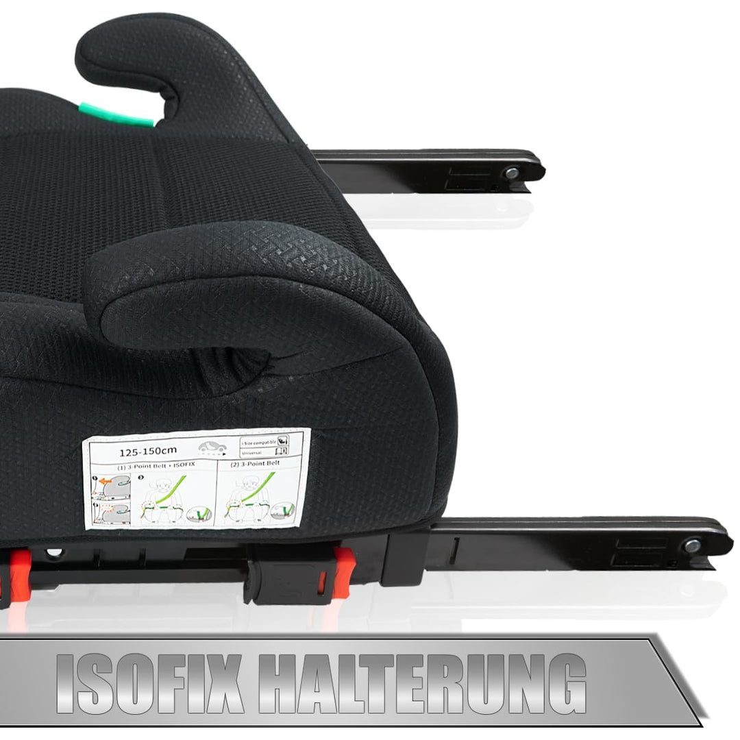 Sitzerhöhung mit ISOFIX Befestigungssystem i-Size Norm Kinder Auto Sitz 125 – 150 cm Körpergrösse EC