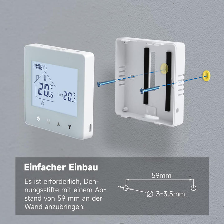 Beok Thermostat Heizung Digital, Programmierbarer Raumthermostat für Steuerung des Gaskessel und Was