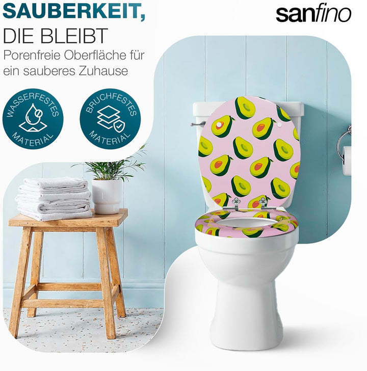 SANFINO® Premium WC Sitz mit Absenkautomatik – hochwertige Toilettendeckel aus Holz, viele bunte Mot