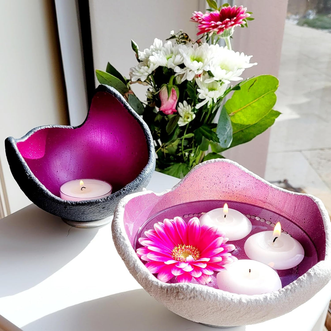 Lichtschale magenta - S (15cm) - Beton schwarz/grau - Unikat handmade - Windlicht - Geburtstagsgesch