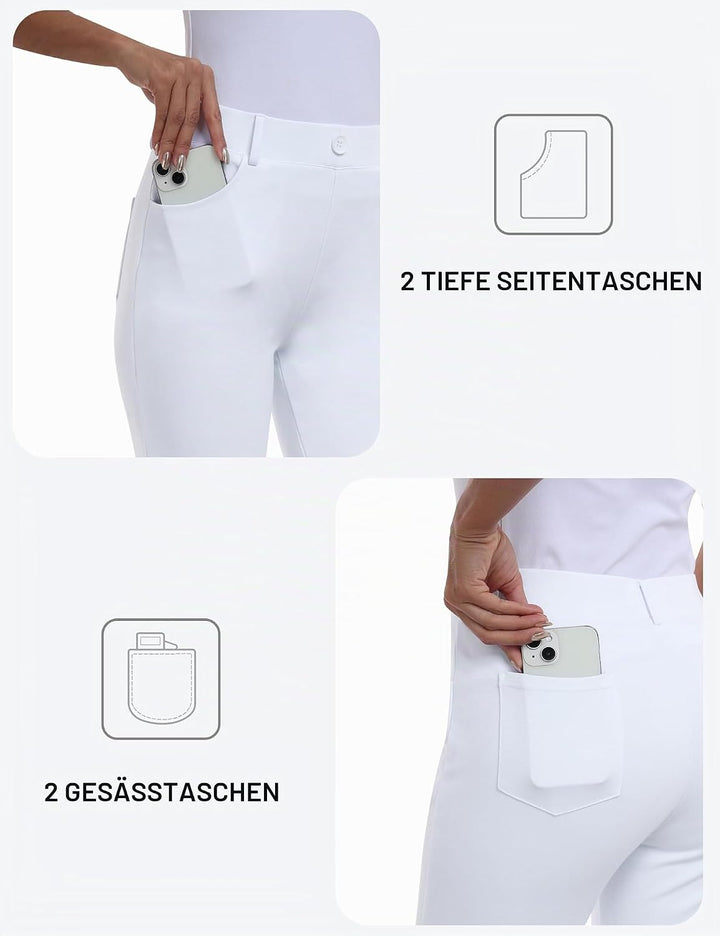AjezMax Damen Golfhosen Capri Business Hose Elegante Golf Hosen Atmungsaktiv Yoga Büro Anzughosen El