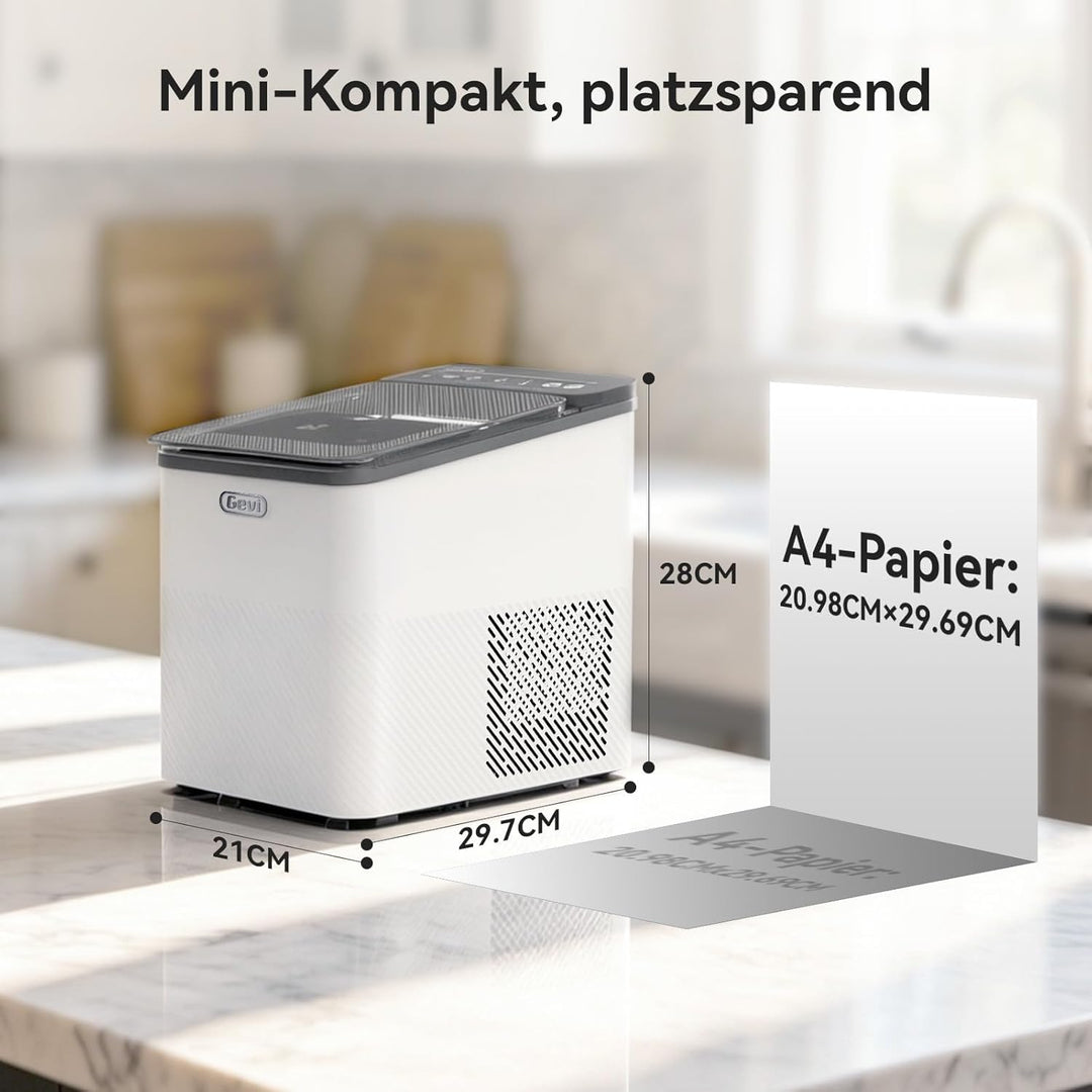 GEVI Klein Eiswürfelmaschine Crushed Ice - Eiswürfelmaschine Mini Selbstreinigend, 9 Eiswürfel in 6