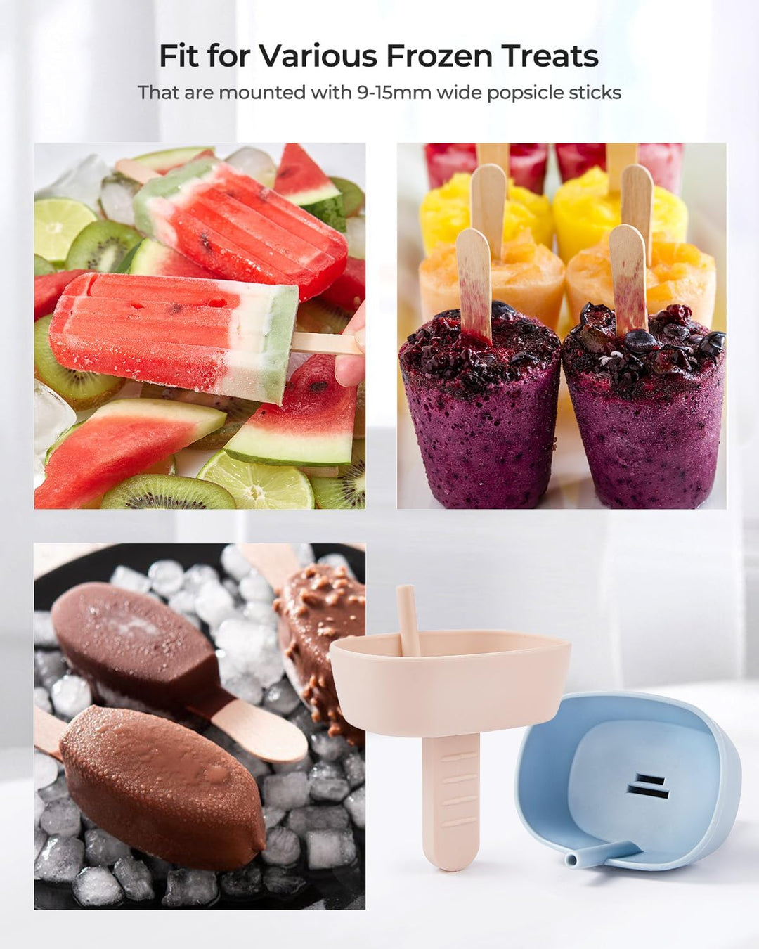 3 Stück Tropffrei Eis am Stiel-Halter für Kinder, Silikon Eislutscher Halter mit Strohhalm, BPA-Frei