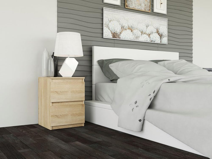 VBChome Nachttisch 30 x 30 x 40 cm Eiche Sonoma Nachttisch mit 2 Schubladen für das Schlafzimmer Gri