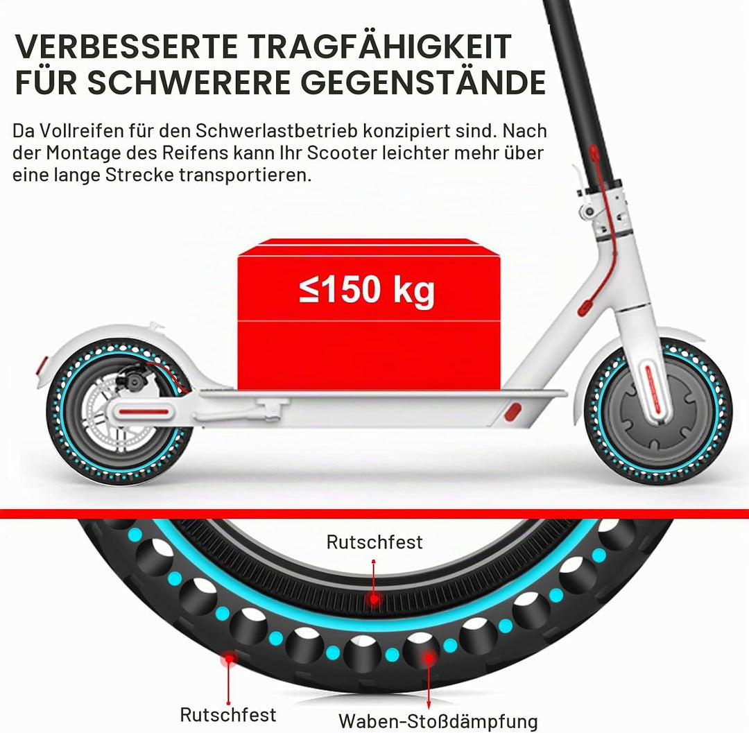 BANGTING 2 PCS 8 1/2 x2 E Scooter Solid Reifen, 8,5 Zoll Vollgummireifen, 50/75-6.1 Ersatzreifen für