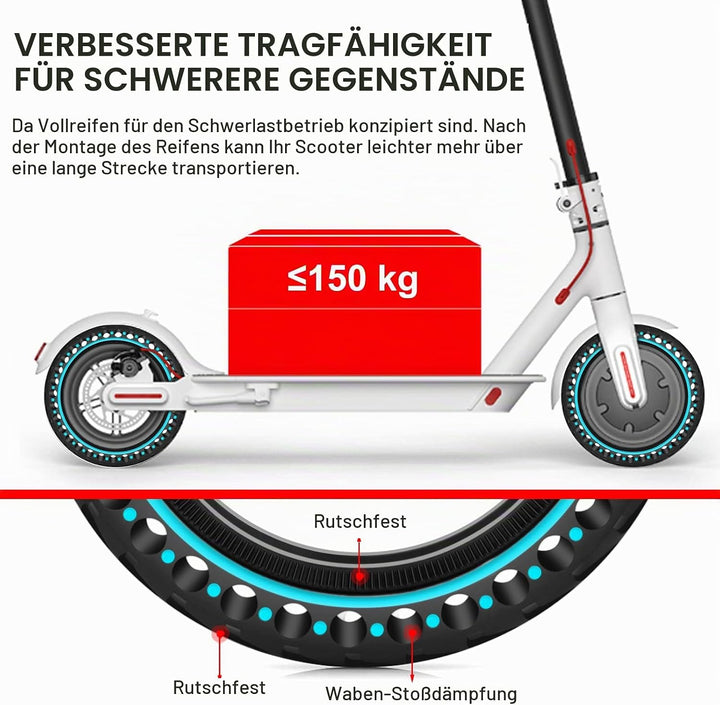 BANGTING 2 PCS 8 1/2 x2 E Scooter Solid Reifen, 8,5 Zoll Vollgummireifen, 50/75-6.1 Ersatzreifen für