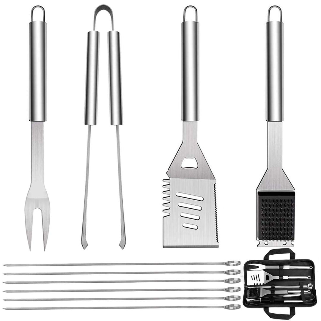 QH7 10PC Edelstahl Grillbesteck-Set,QH Professionelle Grill Bestecksets in Tragetasche BBQ Grillwerk
